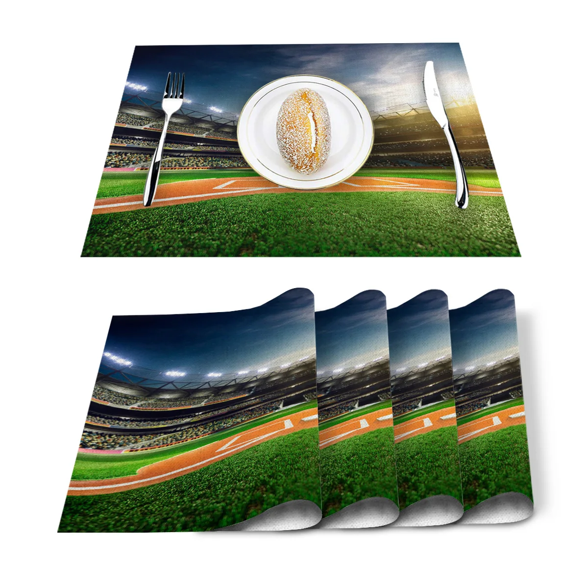 Футбольное поле зритель зеленая трава салфетки для обеденного стола коврик