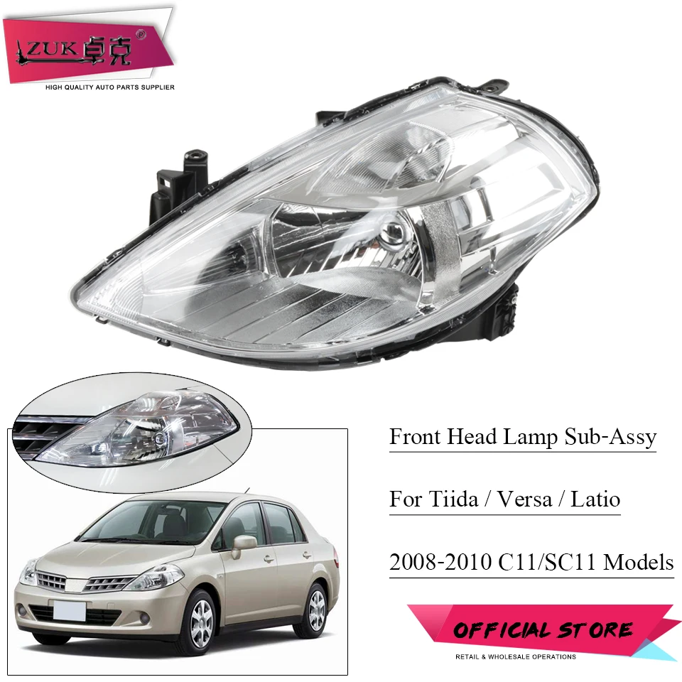 Налобный фонарь для переднего бампера NISSAN TIIDA LATIO VERSA SC11 C11 2008 2009 2010|Фара авто в