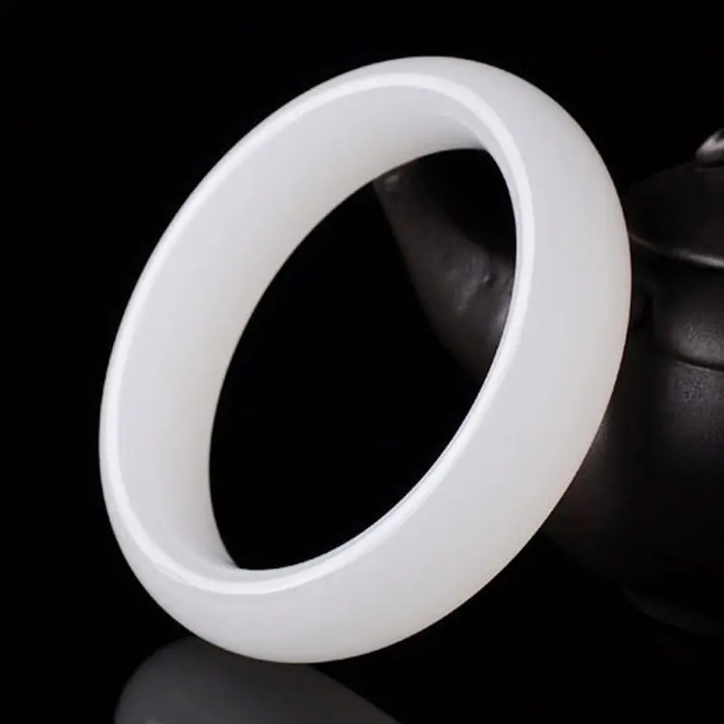LETSFUN Fine Jewelry 100%Chinese Fashion Beautiful Hand-carved White Jade Bangle Bracelet 60mm Free Shipping | Украшения и