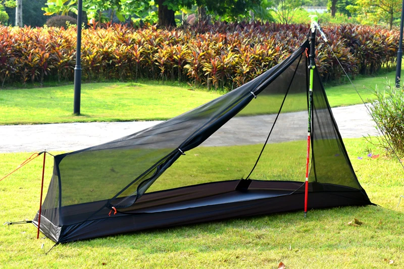 Сверхлегкий туристический тент, 3 сезона, 1 одноместный Профессиональный 20D нейлон, 1 сторона, силиконовое покрытие, бесшумный тент