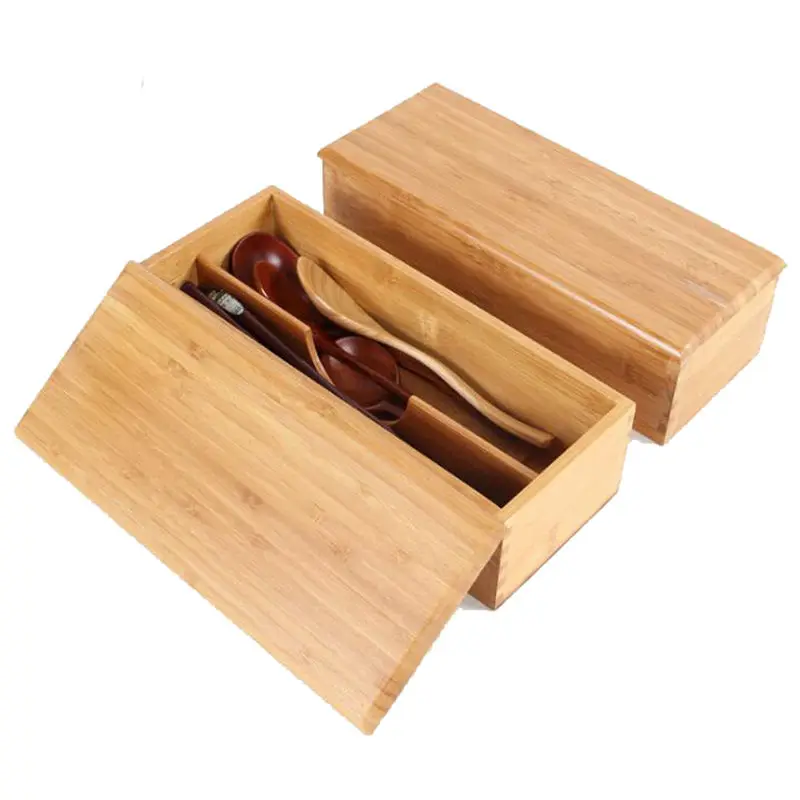 

Бамбуковая Экологически чистая посуда в японском стиле для домашнего ресторана, палочки, ложки, клетка, коробка для хранения, деревянный ящ...