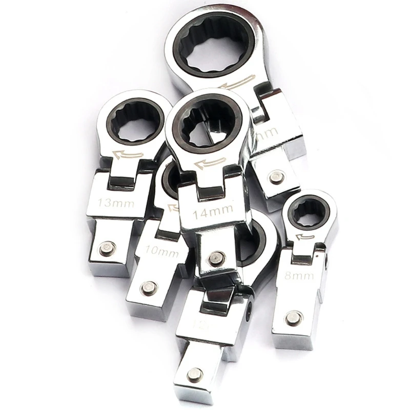 

High-quality CR- V Material Shaking Head Interchangeable Ratchet Wrench 8 Pieces Flexible and Portable Ratchet Wrench