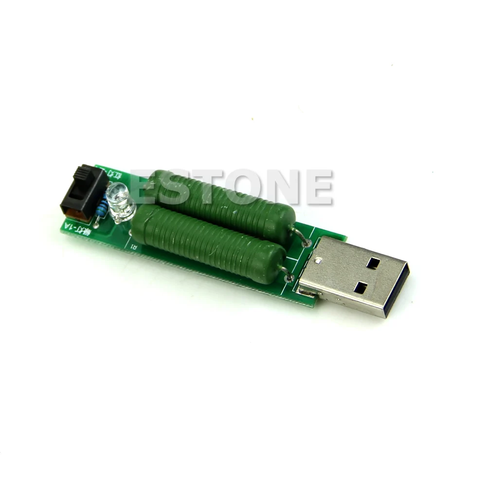 

1PC USB Mini Discharge Interface Load Resistor with Switch 2A 1A Green