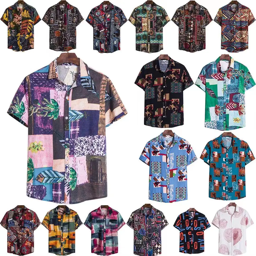 

Men's Shirt Summer 2021 Beach Short Sleeve Printed Vintage Oversized Shirts for Men Hawaiian Shirt Man Clothing Blouses