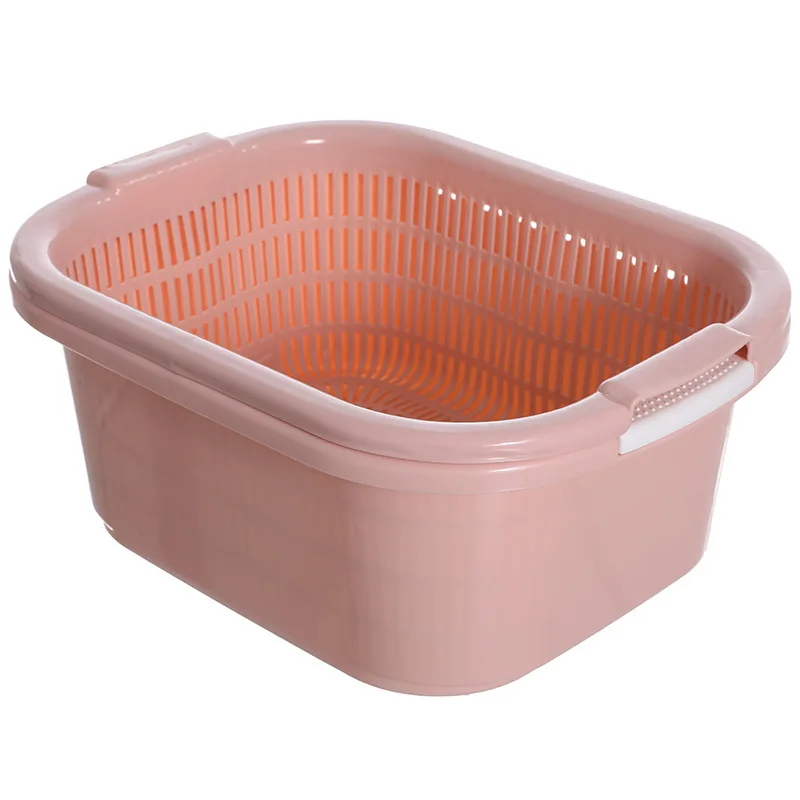 

KitchenAce Double-deck Kitchen Draining Basket Washing Strainer Fruit&Vegetable Drain Accessories Kitchen Storage Gadgets&Tools