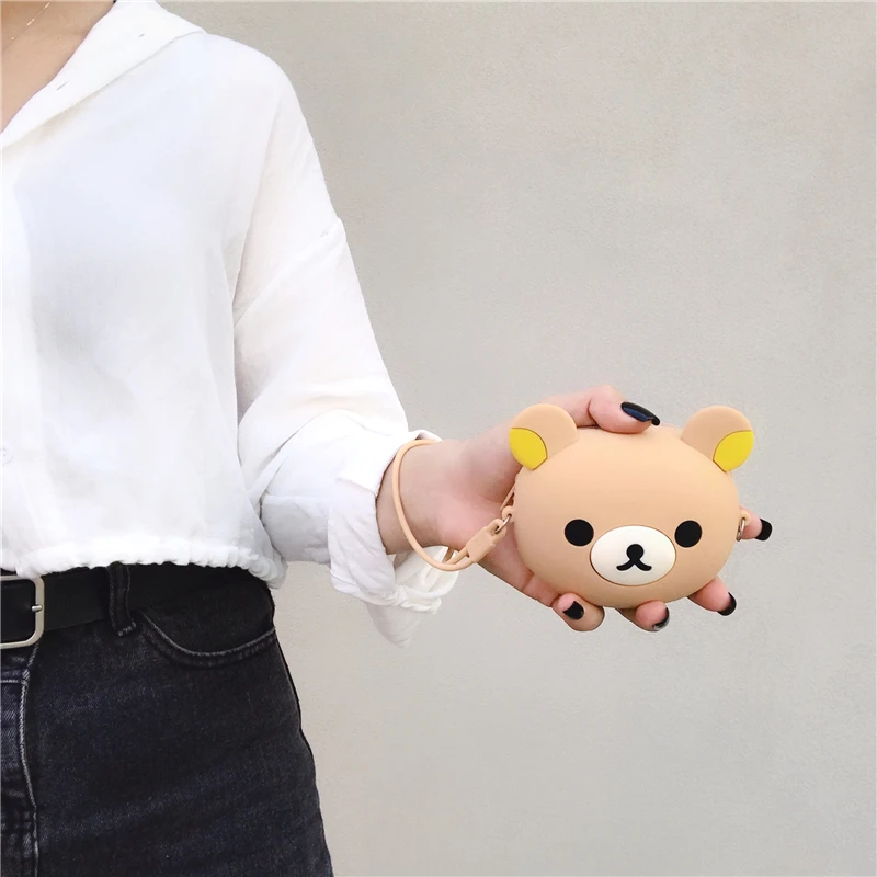 Милый мультяшный медведь сумка для наушников милый 3D мягкий силиконовый мини