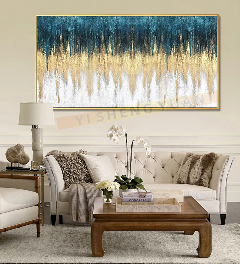 

Abstract 3D Gold Thick Art Handmade Oil Painting Canvas Gold Paintings Wall Pictures Art Wall Artwork For Dining Room Decoration