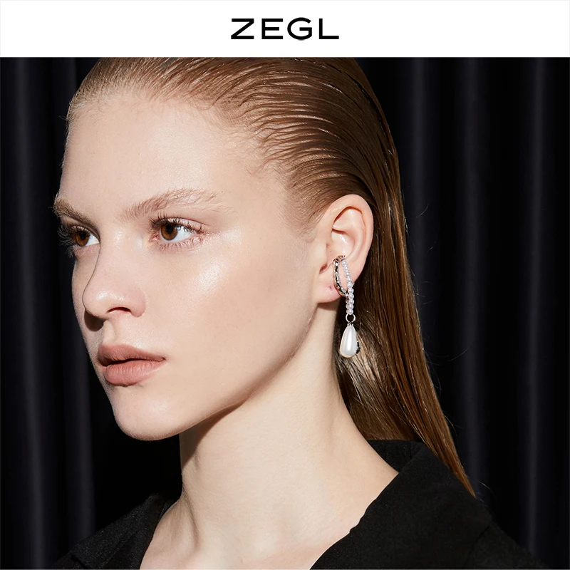 Дизайнерские серьги капельки Zegl с искусственным жемчугом женские клипсы в