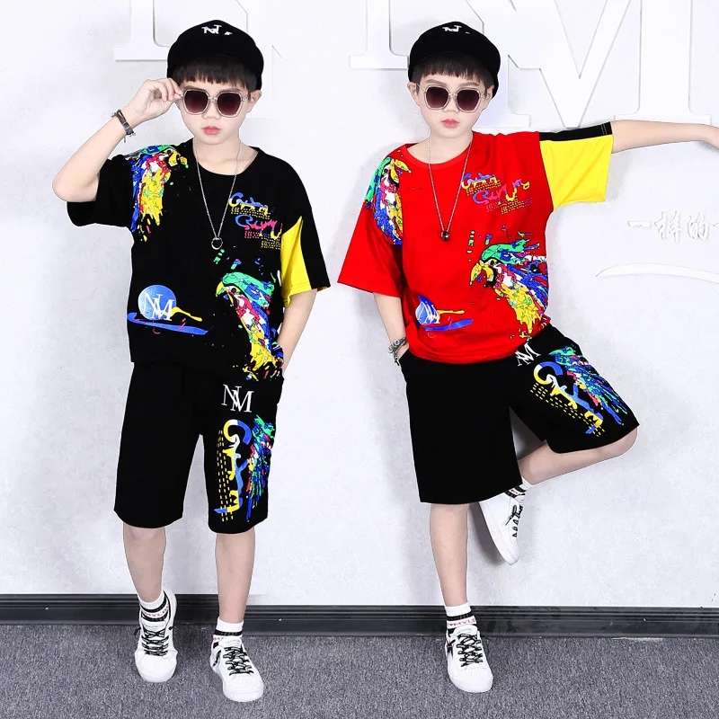 

2 шт., хлопковая футболка и шорты для мальчиков, на возраст 6-10 лет