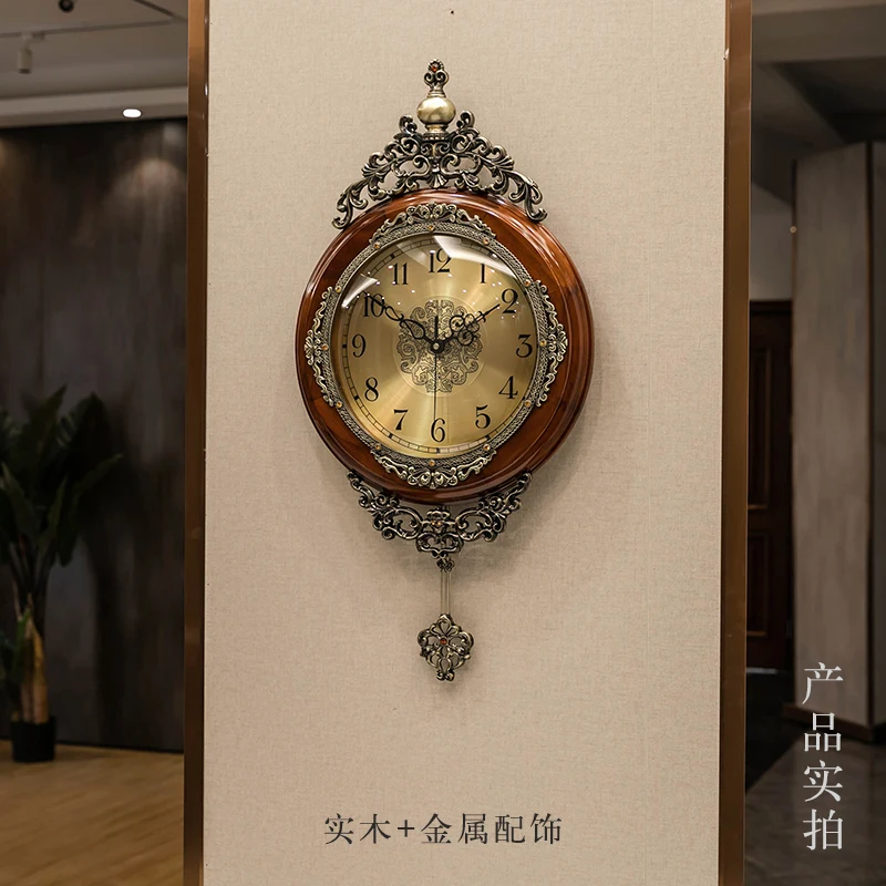 

European Large Wall Clocks Wood Pendulum Hanging Living Room Luxury Mechanism Wall Clocks Art Reloj Pared Home Decoration DG50WC