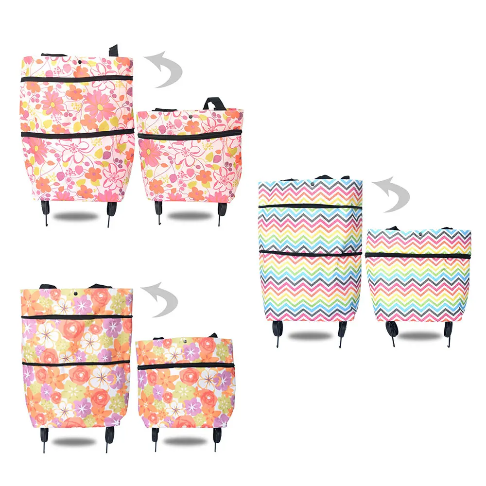 Ecofriendly Trolley Bag Portable Multi-Function Oxford Folable Tote Shopping Reusable Grocery Bags with Wheels | Дом и сад