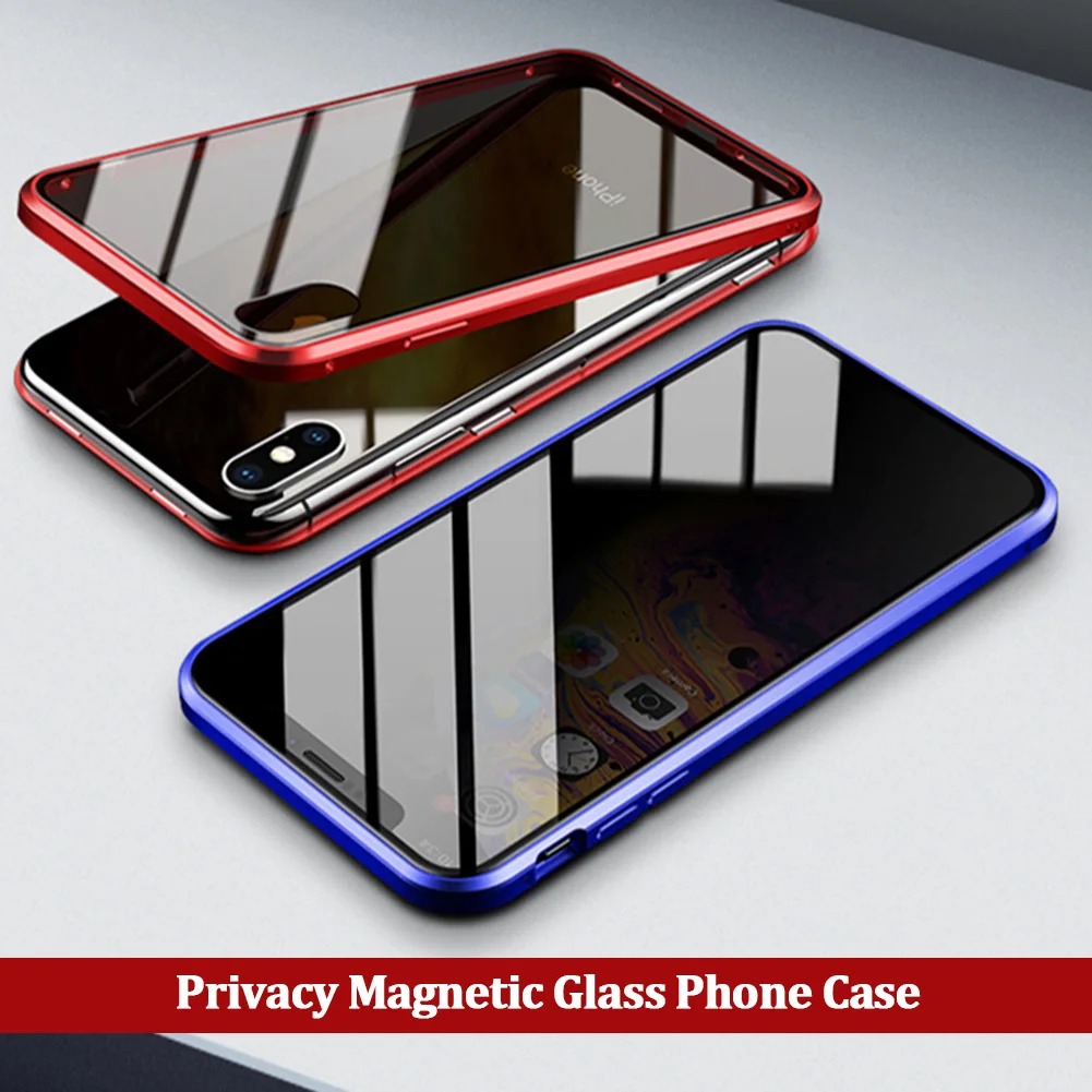 Privacy Magnetic Glass Case for Samsung Galaxy Note 10 Plus Metal Frame Anti Peeping Protection Cover Capa iPhone 11 Pro Max |