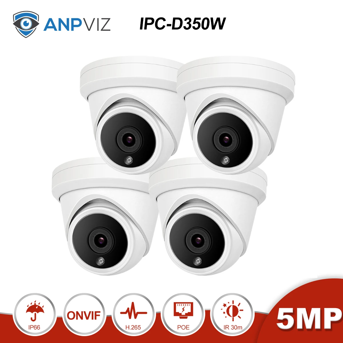 Anpviz 16CH 4 к NVR 5MP купольная PoE Комплект ip-камеры ONVIF дома/на открытом воздухе безопасности 8/10/12/16 фото системы видеонаблюдения DVR NVR Kit - Цвет: Only 4 Dome Cameras