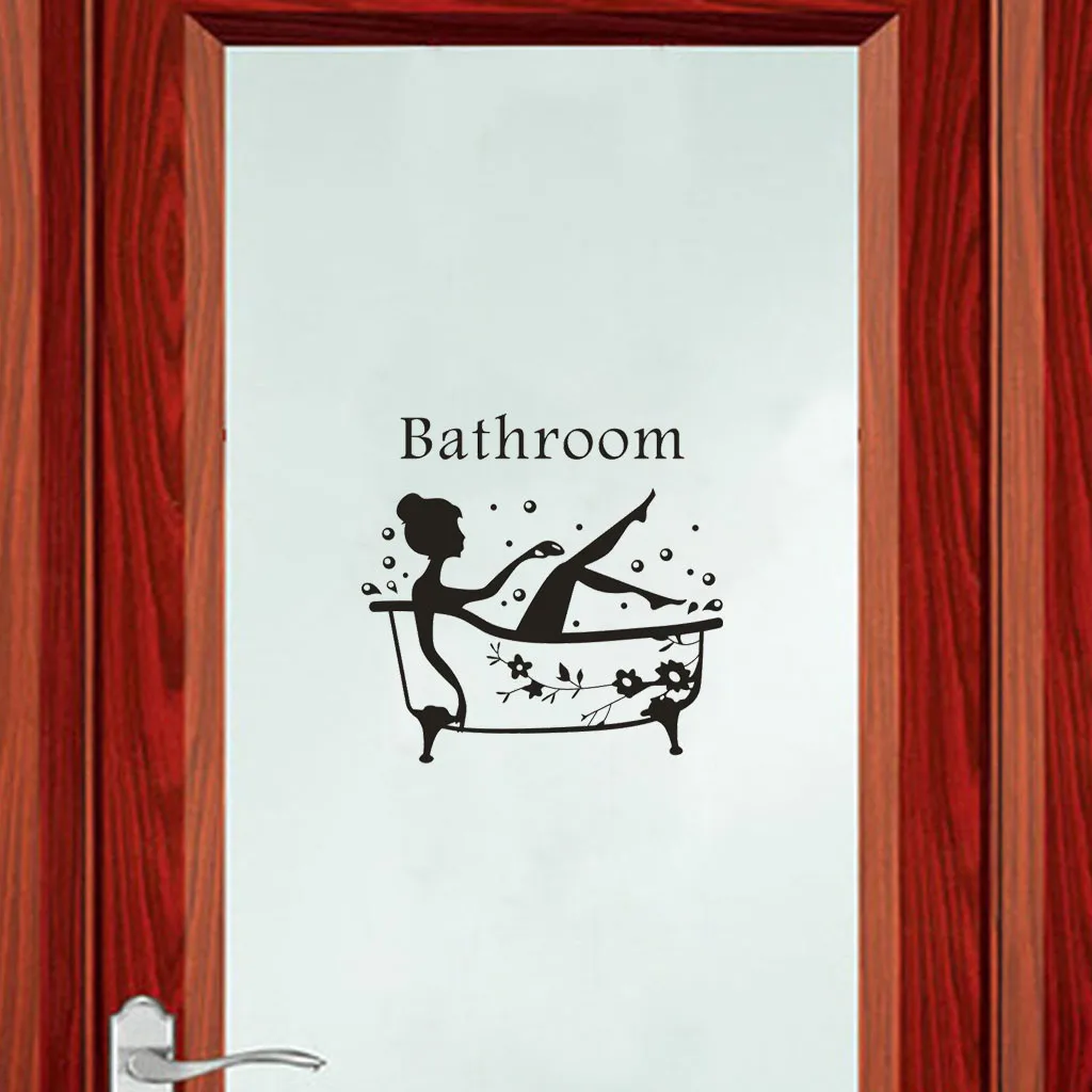 

Bathroom Art Decal Bath Time Vinyl Door Sticker Mobile Creative Wall Affixed With Decorative Wall Window Decor Wall Stickers#632