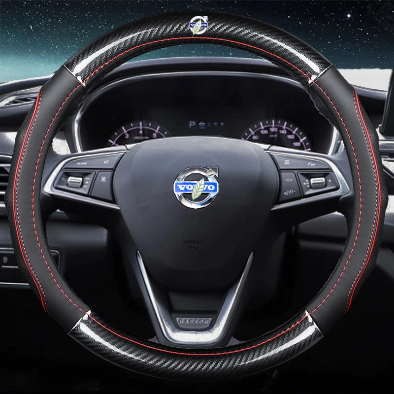 

Car Carbon Fiber Leather Steering Wheel Cover Breathable for Volvo S40 S60 V90 S90 XC40 XC60 XC90 Car Styling Car Accessories