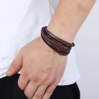 new punk men jewelry blackbrown braided leather bracelet stainless steel magnetic clasp fashion bracelets bangles mens jewelry