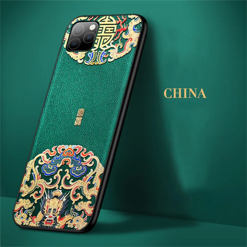 Кожаный чехол Aixuan для iPhone 11 2019 Pro XR XS Max телефона с 3d тиснением в китайском стиле