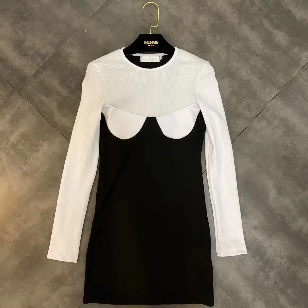 2020 весеннее Новое Женское платье из двух частей с круглым вырезом и длинным