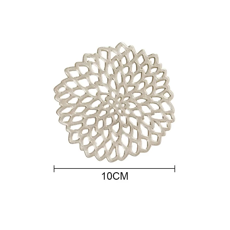 

Placemat For Dining Table PVC Plastic Hollow Insulation Round Baroque Mediterranean Coaster Pads Table Bowl Mats Christmas Decor