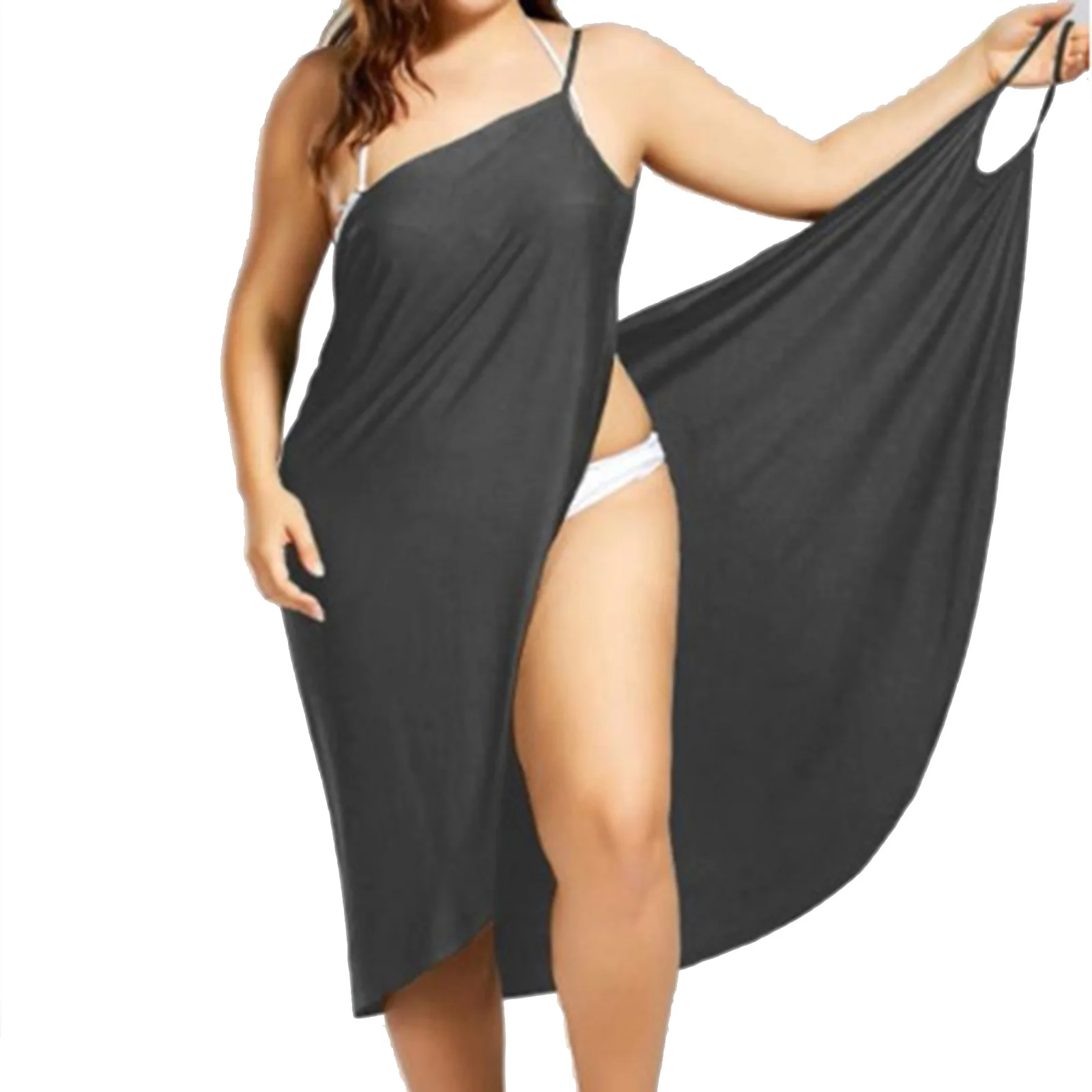 

Women Split Midi Dresses Summer Sleeveless Zipperless Backless Spaghetti Strap Long Dress for Party Bedtime S-5XL LXH
