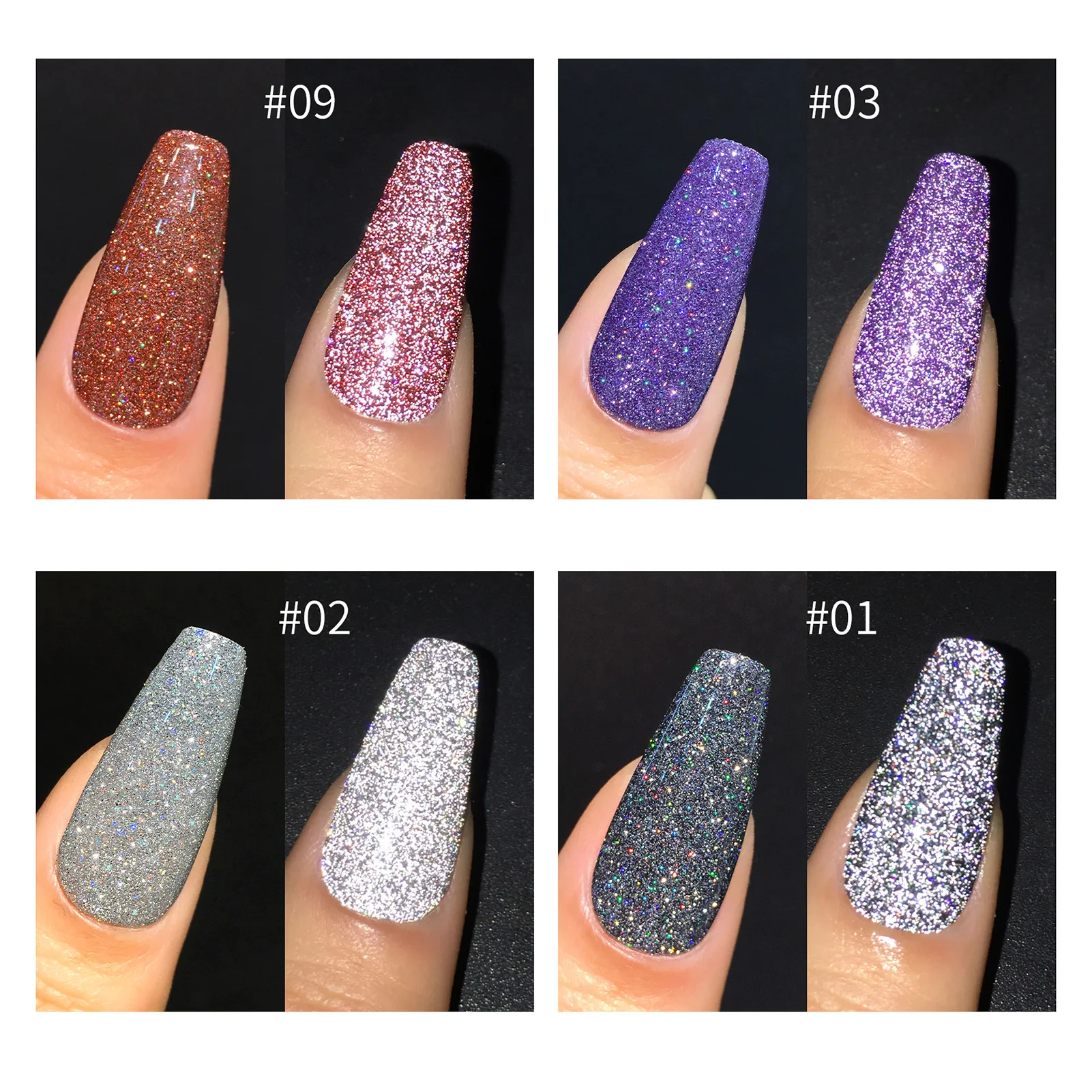 

9 Color 15ml Reflective Glitter Nail Gel Polish Soak Off Gel UV LED Gel Polish Bright Bungee Shiny Finely Diamonds Nail Art Gel