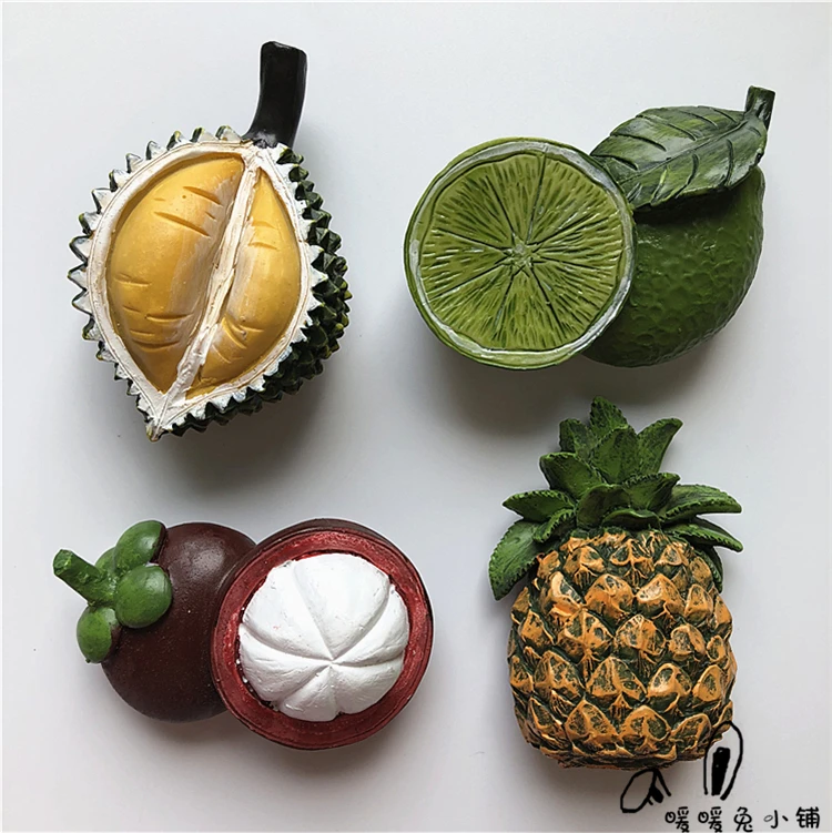 

Lotus Mangosteen Lemon Pineapple Fruit Resin Fridge Magnet Three-dimensional Magnetic Sticker