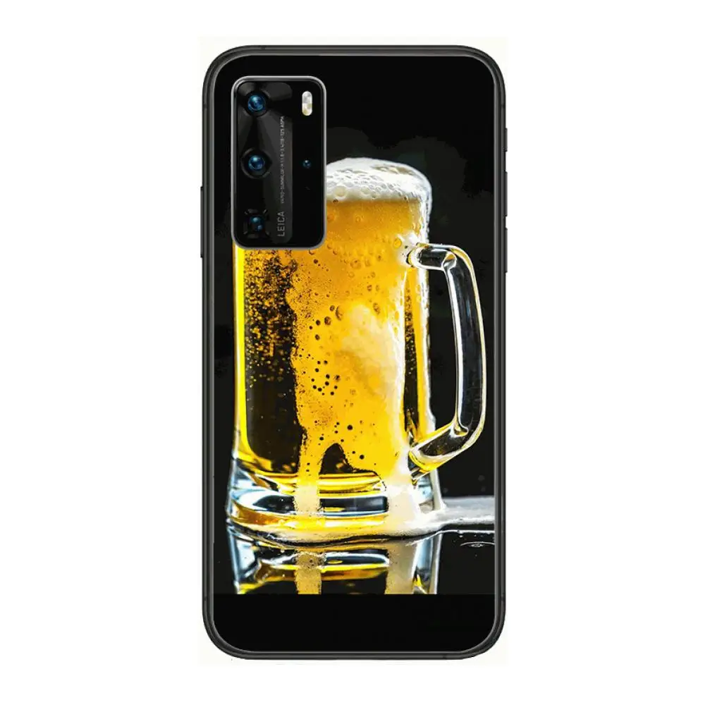

Bumper Art Yellow Beer Phone Case For Huawei P 40 30 20 10 9 8 Lite E Pro Plus Black Etui Coque Painting Hoesjes comic fashion
