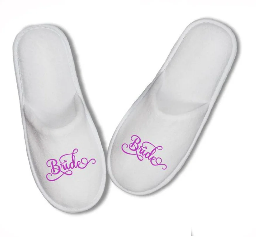 Индивидуальные свадебные тапочки для невесты подарок подружки шлепанцы с