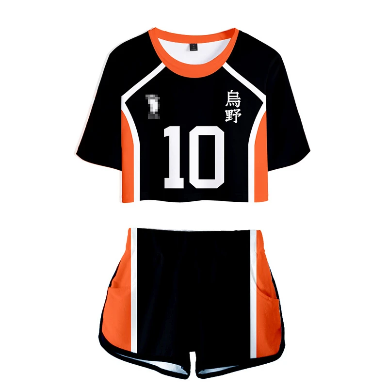 Женская рубашка-шорты Haikyuu Cosplay Костюм Hinata Shoyo Nishinoya форма Yuu Sports Karasuno Koukou для