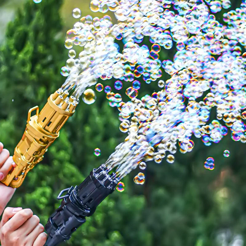 

Electric Bubble Machine Eight Hole Huge Amount Automatic Bubble Machine Kids Automatic Gatling Bubble Gun Toys Summer For Kids