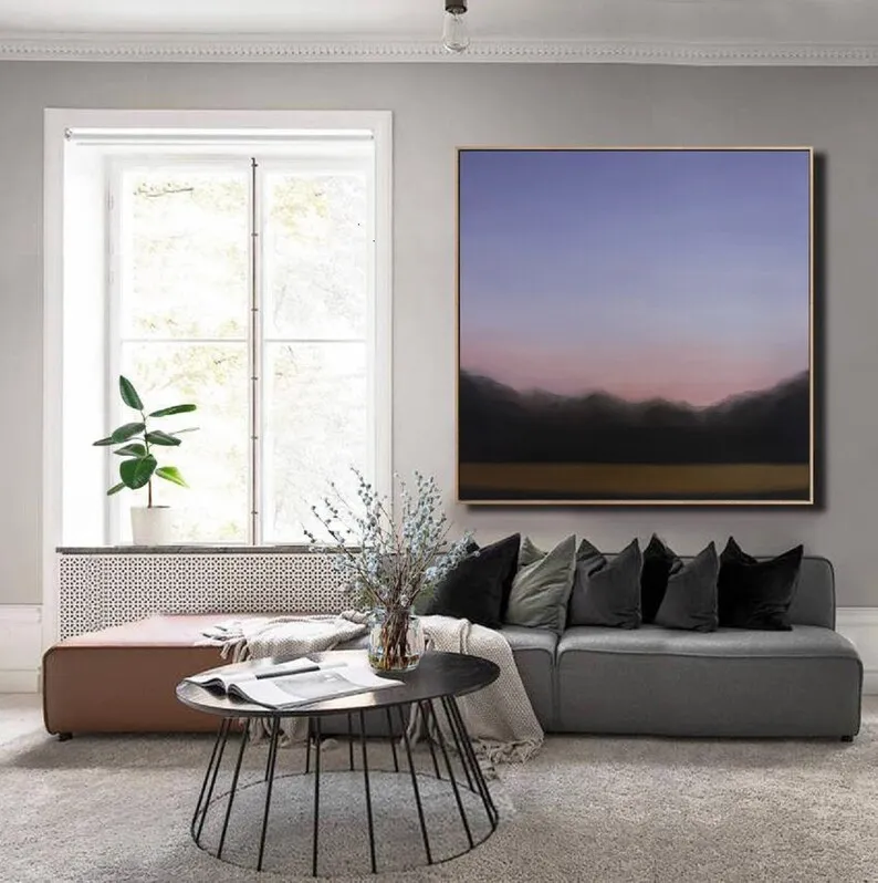 

Картина маслом «ночное небо», радужная Гора, ручная роспись, искусственная роспись, Фиолетовое небо для гостиной, украшение для дома