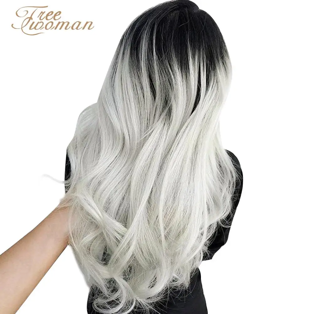 Синтетические парики для женщин FREEWOMAN с темными корнями длинные волосы накладные