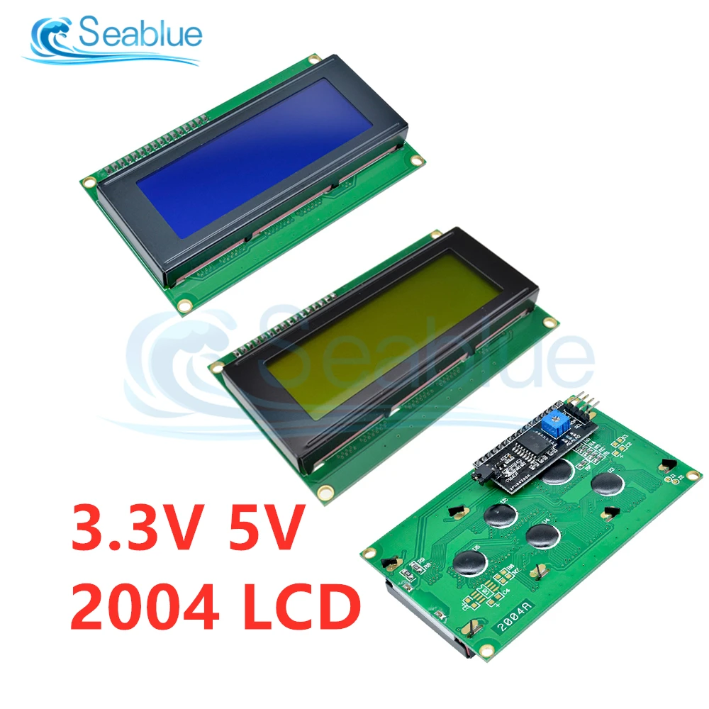 

3.3V 5V LCD2004+I2C 2004 20x4 LCD Display Module Blue/Green Screen With IIC I2C Serial Interface Adapter Module For Arduino