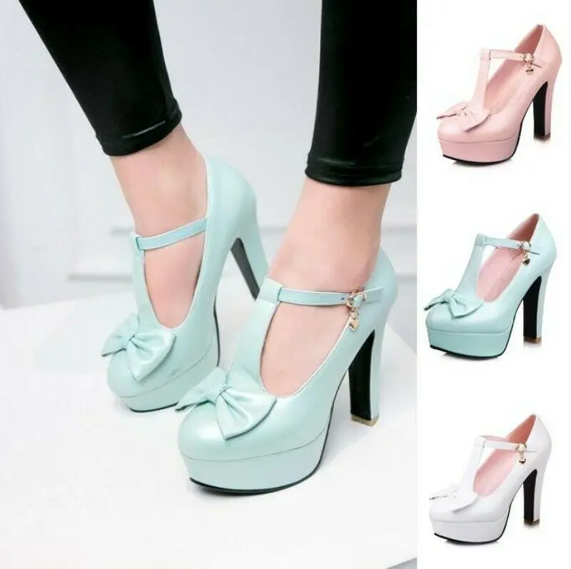 

Женские туфли на высоком блочном каблуке, с круглым носком