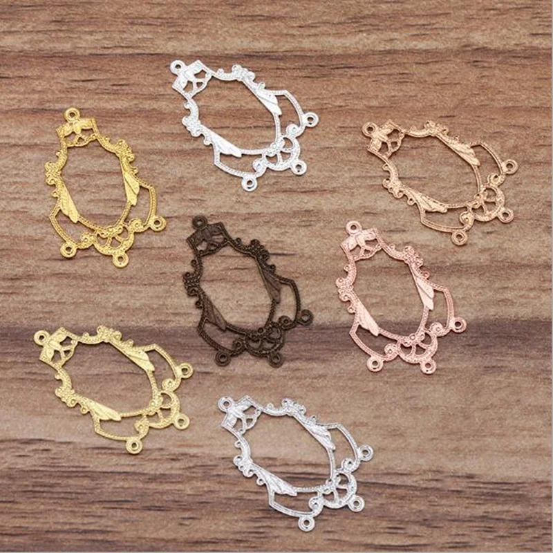 

50pcs/lot 12x27MM Copper Flower Spacer Flowers Connector For DIY Necklace Making Supplies Jewelry Finding wholesale