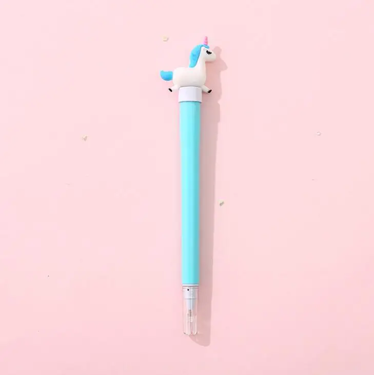 unicorn bue 2 1 шт. 0,5 мм Kawaii Мультфильм Единорог кролик освещение черные чернила гель детская ручка подарок школьные офисные канцелярские принадлежности - Цвет: unicorn bue 2