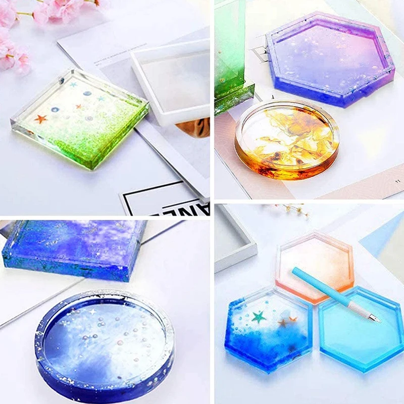 

4 Pack DIY Coaster Silicone Molds for Resin, Resin Casting Mold for Coaster, Cup Mat, Home Decor