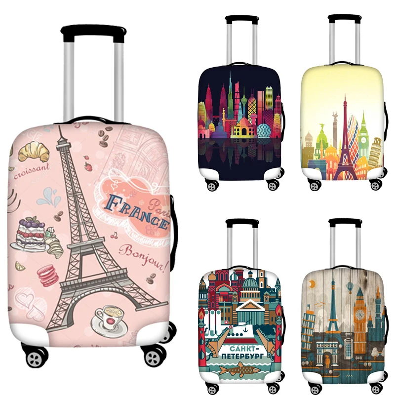 Известное здание 3D принт плотная Крышка для багажа аксессуары путешествий