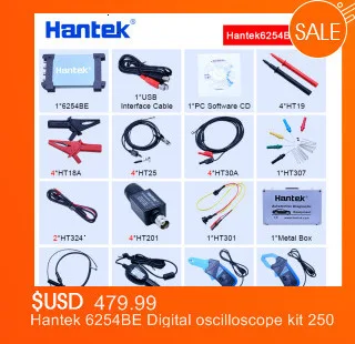 Hantek 6254BE цифровой осциллограф 250 МГц Пропускная способность автомобильные осциллографы автомобильный детектор 4 канала 1Gsa/s USB PC Osciloscopio