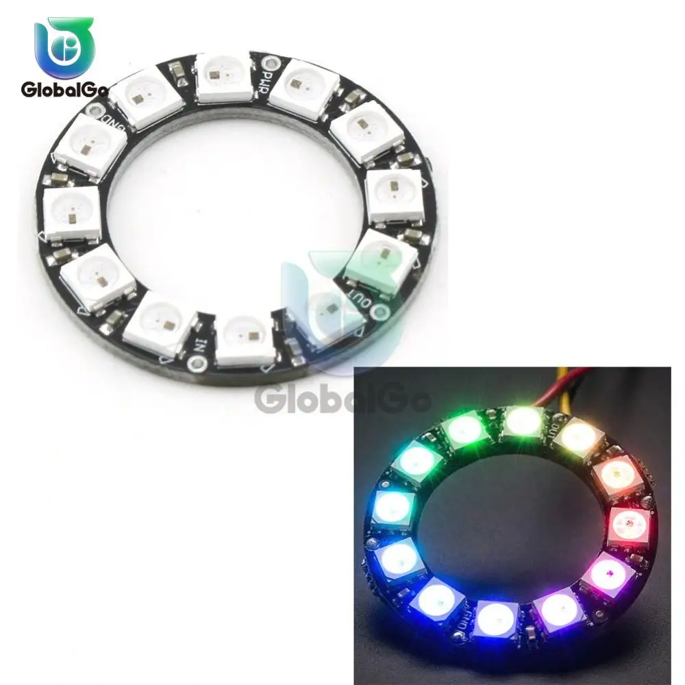 RGB светодиодный кольцевой 12 бит WS2812 WS2812B 5050 светильник со встроенными драйверами