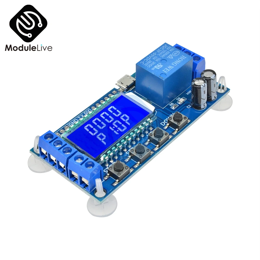 Цифровой ЖК-дисплей Micro USB дисплей реле времени задержки модуль управления Многофункциональный таймер переключатель цикл запуска Модуль платы DC 6-30 в