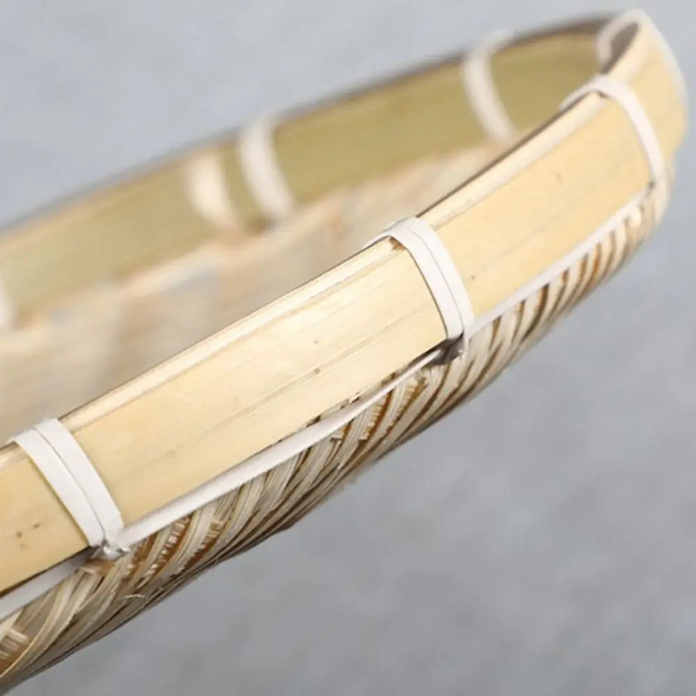 

Kitchen Storage Handmade Wicker Woven Bamboo Raft DIY Decor Ornaments Sieve Bamboo Raft Bamboo Basket Round Dustpan