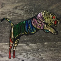 2pcs new big tiger embroidery sequins clothes patch jacket decoration patch t shirt diy decoration sewing accessories