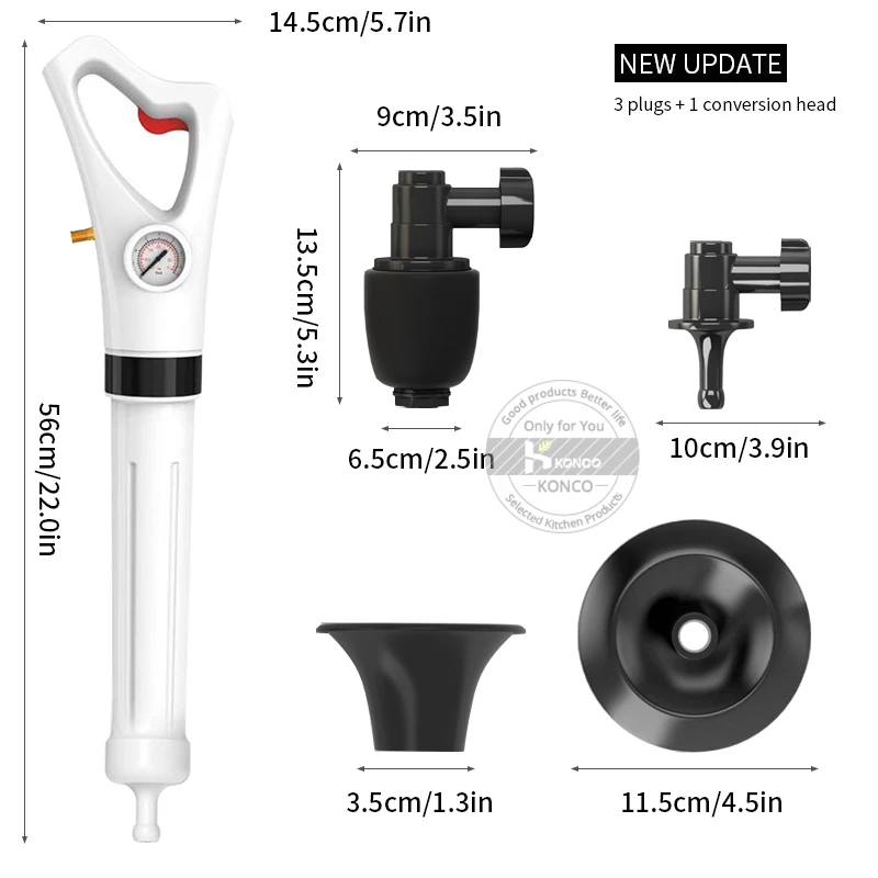 Konco Toilet Dredger Air Power Drain Blaster Мощный Ручной плунжерный трубопровод для туалета