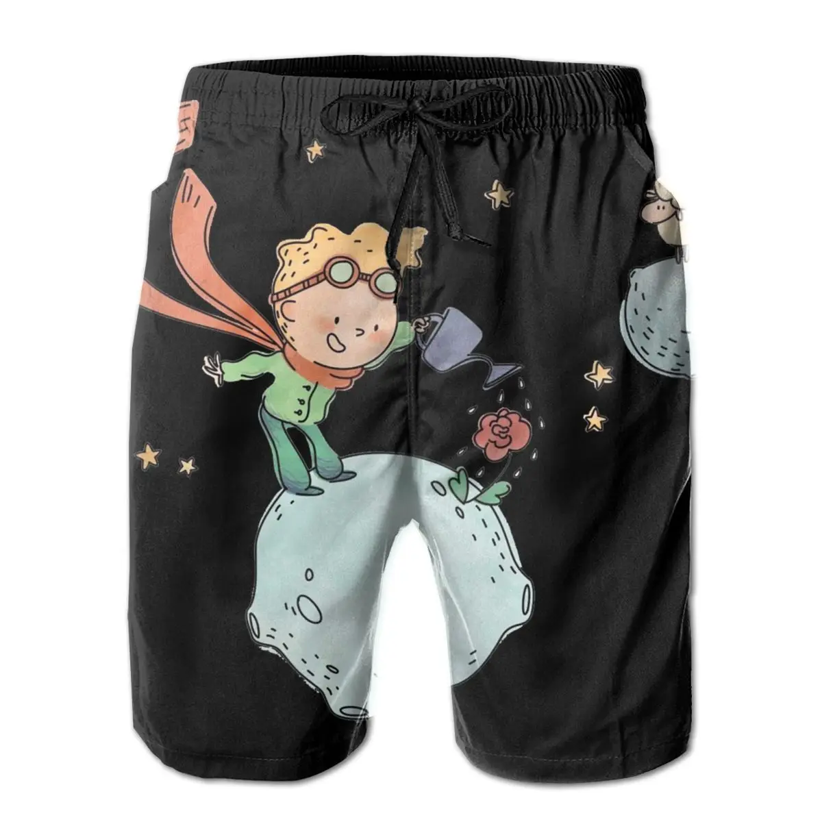

Mens Short The Little Prince Fox Rose Cartoon France Cute Warm Beach Board Sport Love Shorts for adult