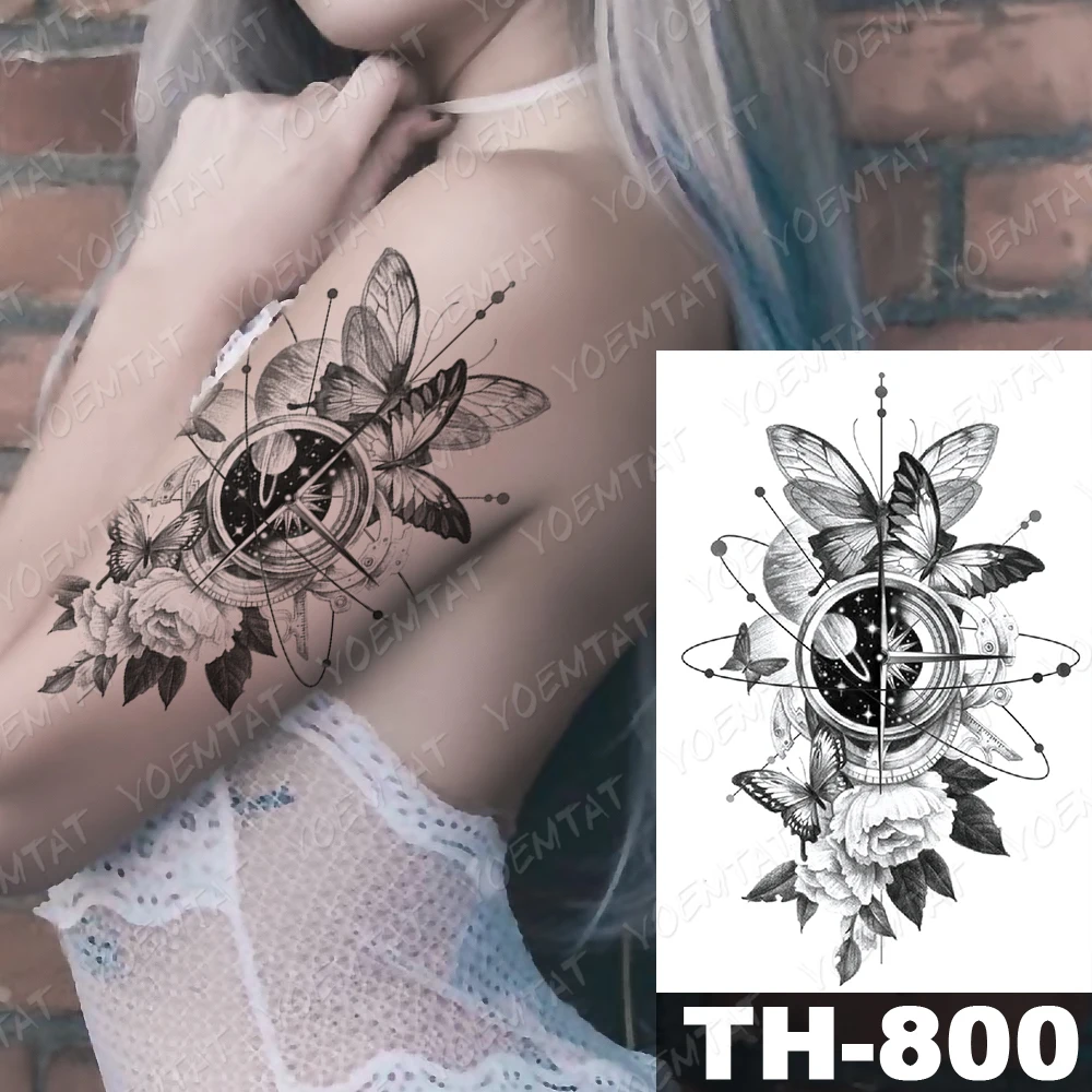 

Waterproof Temporary Tattoo Stickers Nun Cross Snake Rose Peony Flower Flash Tattoos Female Cool Girl Body Art Fake Tatoo Men