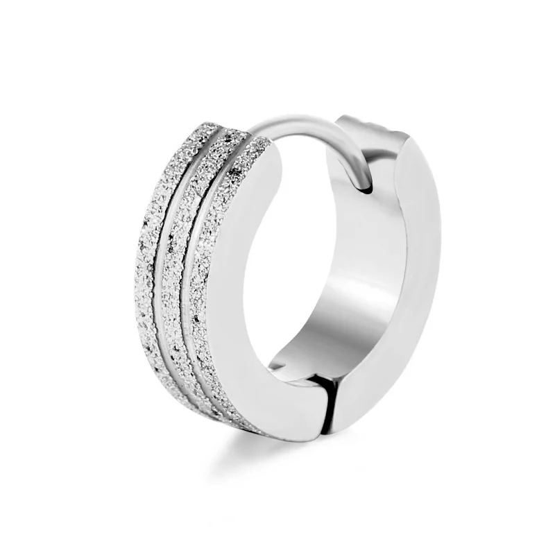 Фото Круглые серьги, 1 шт., Корейская версия из титановой стали, из нержавеющей стали, прессованного песка, с матовой плоской застежкой, 4 Х9 №2