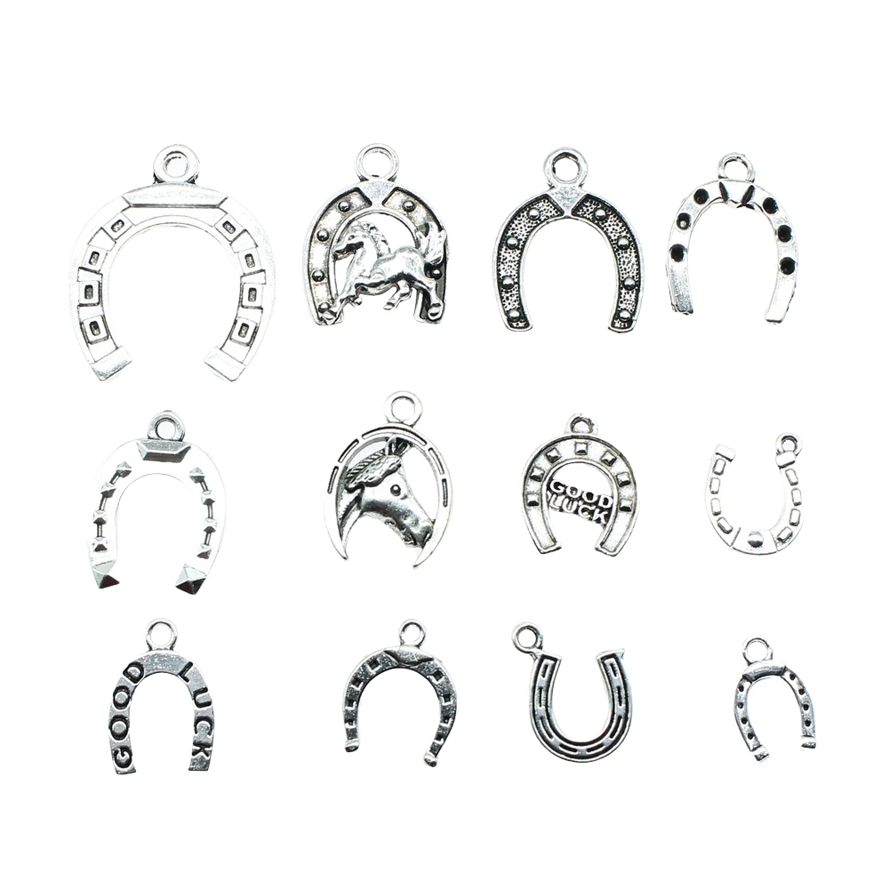 20pcs Horseshoe Pendant Charms Antique Silver Color Horse Shoe Jewelry DIY Lucky For Bracelet | Украшения и аксессуары