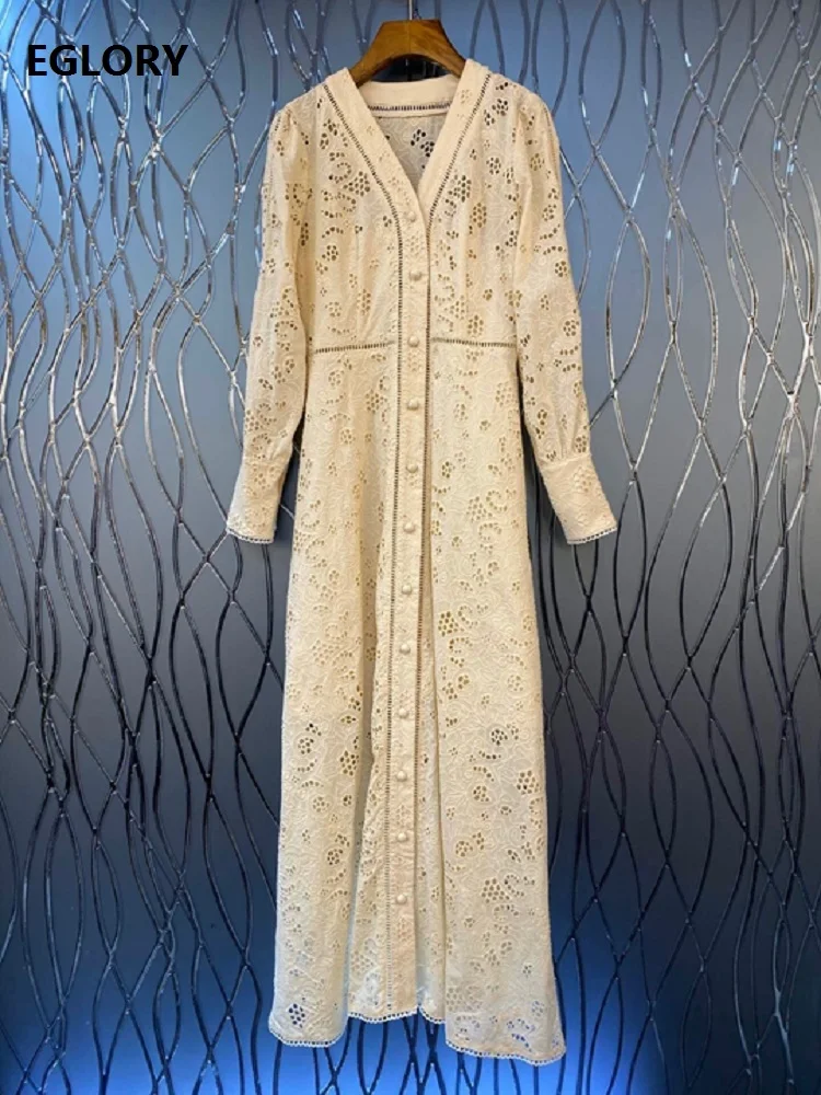 Женское длинное ажурное платье с вышивкой вечернее хлопковое Праздничное Платье