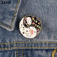 xedz tai chi yin yang mask cloud enamel pin japanese black and white color symbol shirt lapel brooch gift for friends